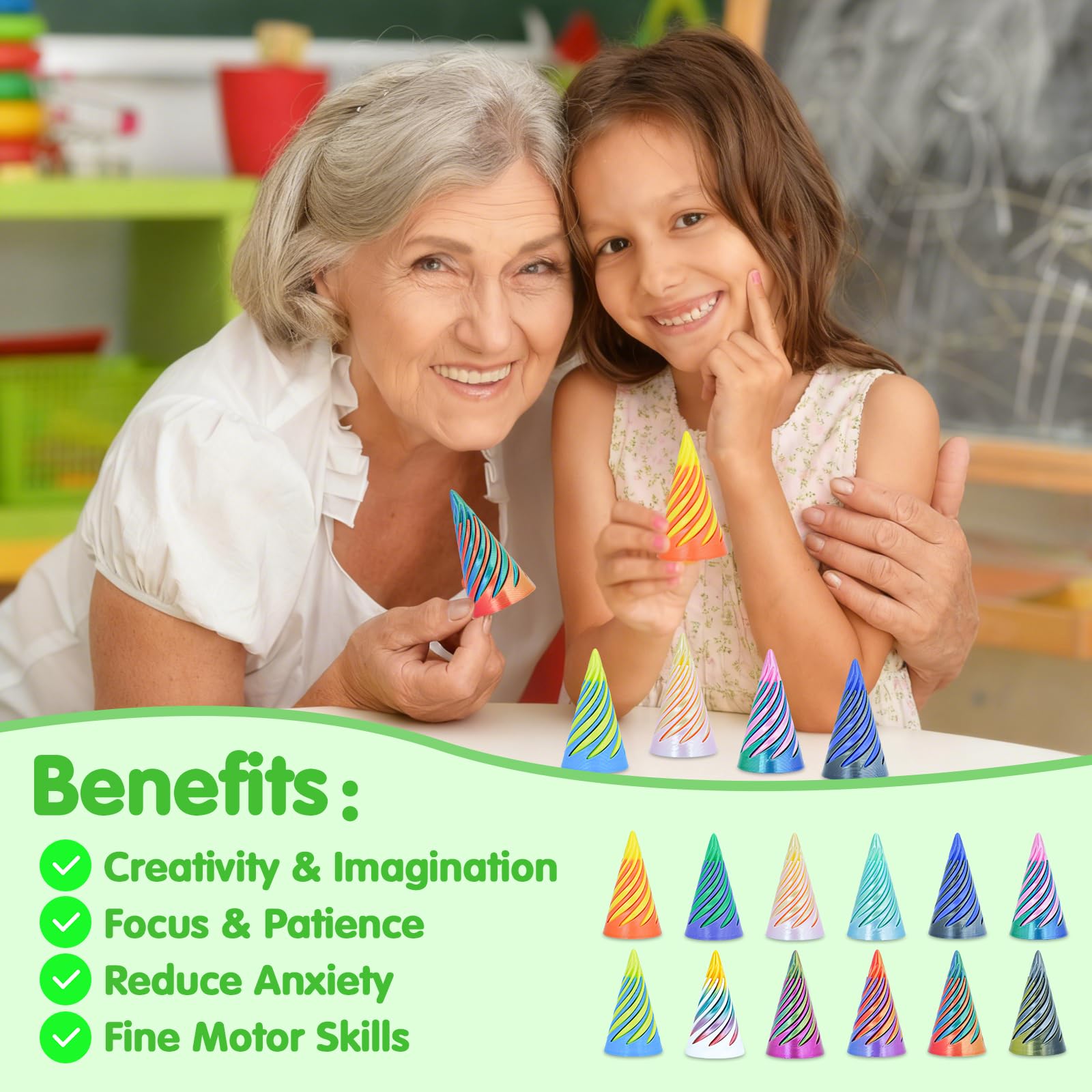 Sybedu mini vortex thread illusion promotes calm desk play and fine motor exploration