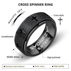 SYDNFZY anxiety spinner ring sandblasted band close up for grip and style.