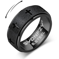 SYDNFZY anxiety spinner ring in black 8mm on finger for discreet stress relief