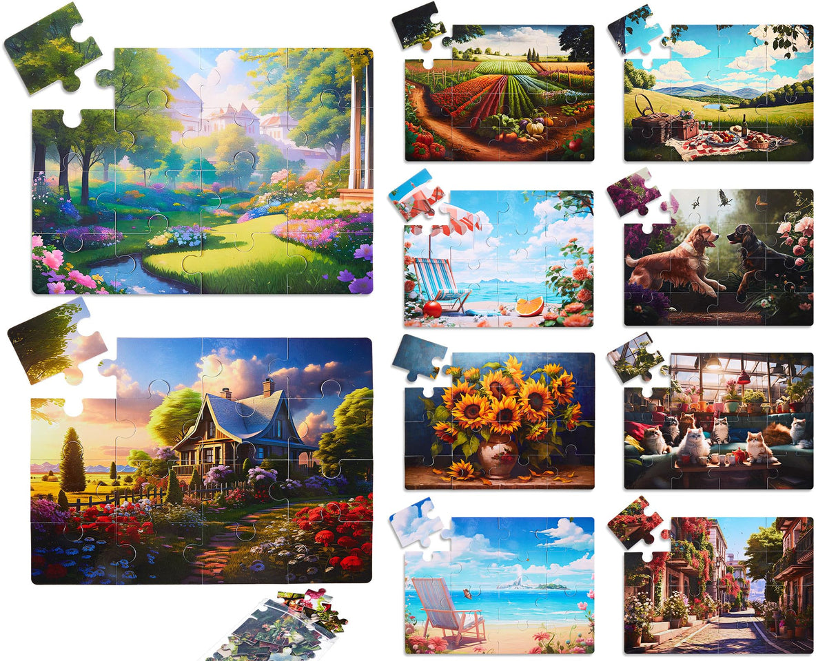 Syhood 10-pack large-piece puzzles featuring houses; supports memory and focus for seniors.