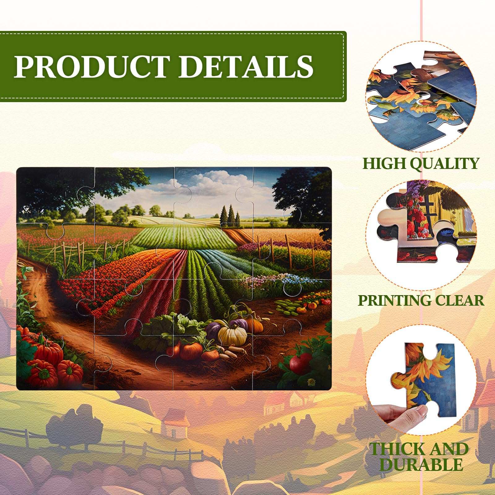 Syhood 10-pack orchards image puzzles aid concentration and gentle cognitive exercise.