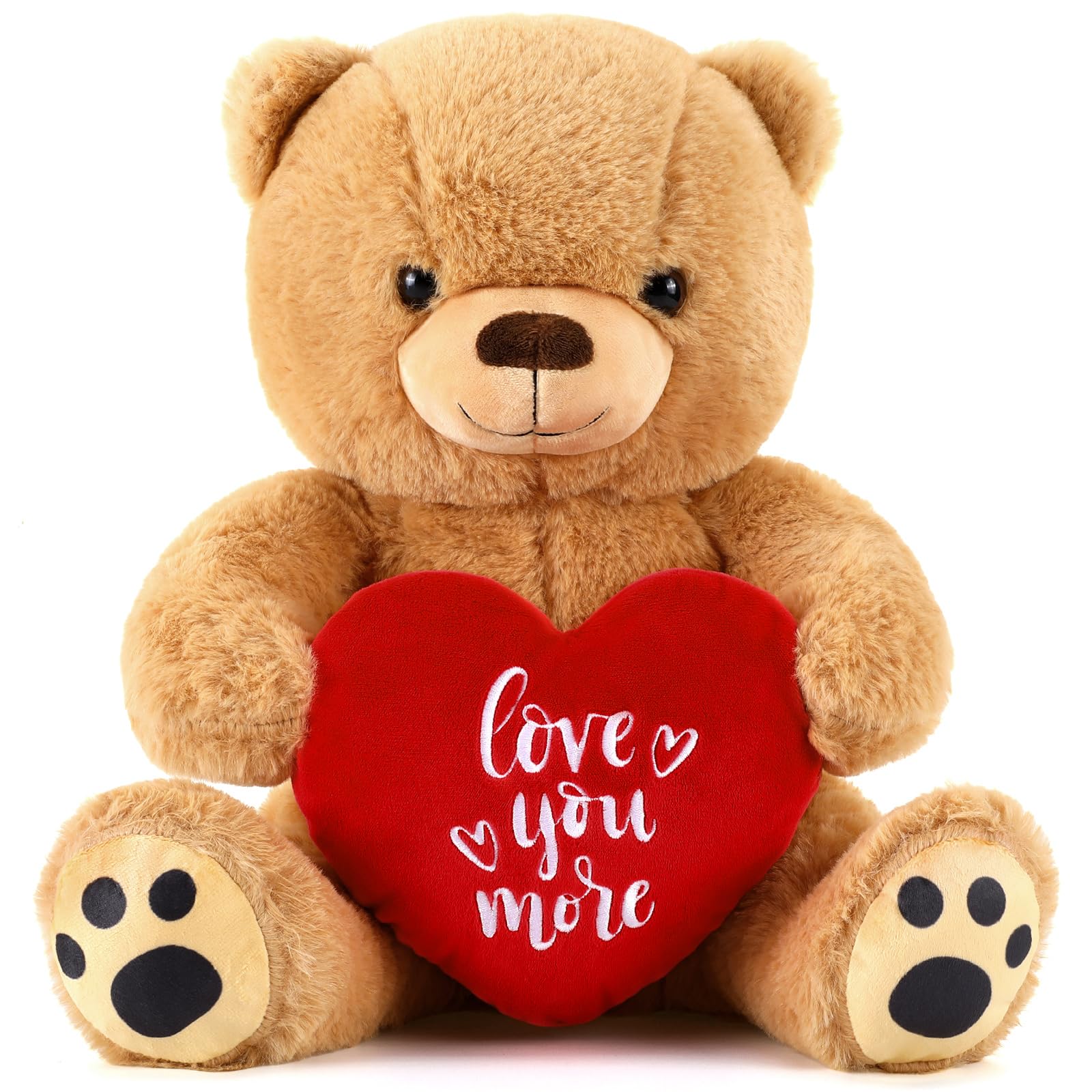 Syhood 12-inch Valentine’s plush bear with heart patch, ideal romantic gift for girlfriend