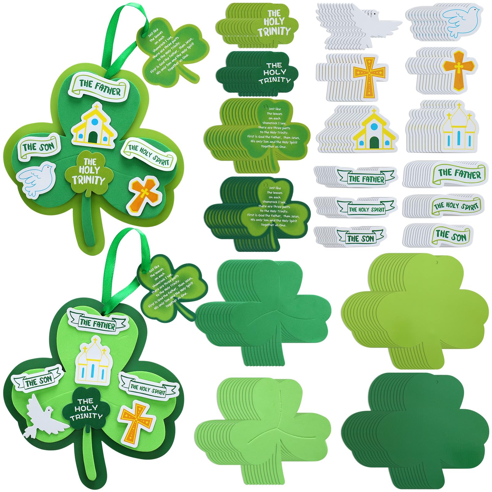Syhood 24-set Trinity Shamrock Craft Kit components for hands-on Bible crafts