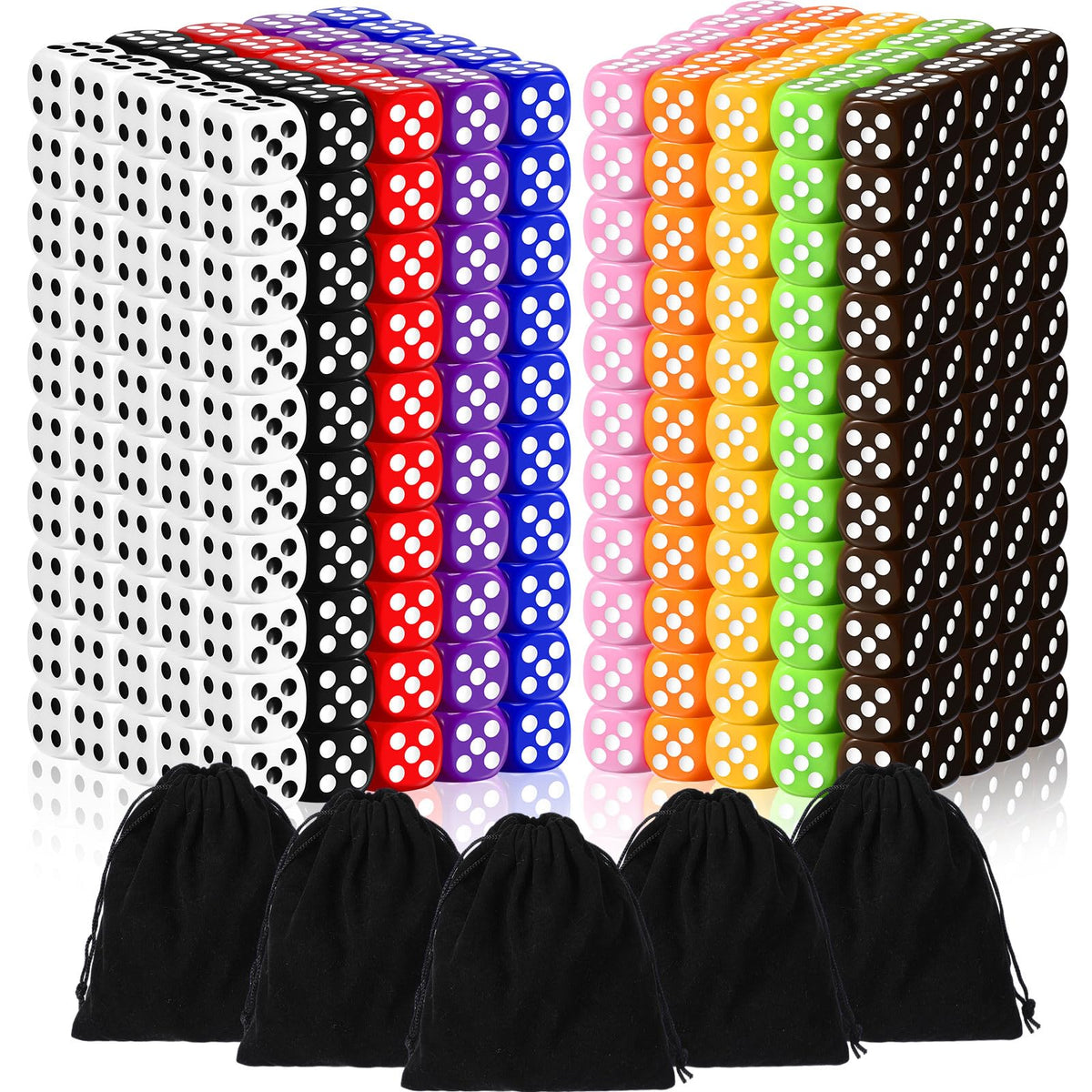 Syhood 500-piece dice set close-up showing durable acrylic dice for classroom and game night.