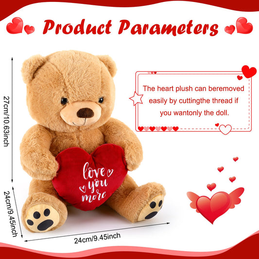Syhood Love You More bear with embroidered heart patch for romantic occasions