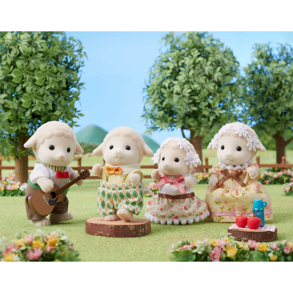 Sylvanian Families Sheep Family daughter wearing lace headband for dress‑up