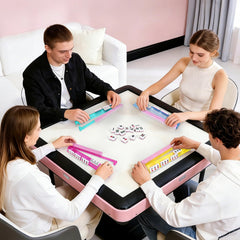Non-slip base grips glass or wood tables for stable gameplay.