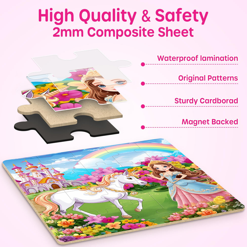 SYNARRY 20-piece puzzle close-up shows strong magnets and durable pieces for toddler play.