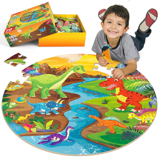 SYNARRY dinosaur floor puzzle 70 pieces for interactive floor play and learning.