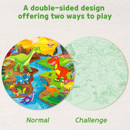 SYNARRY giant round dinosaur puzzle promotes hands-on activity and growing spatial skills.