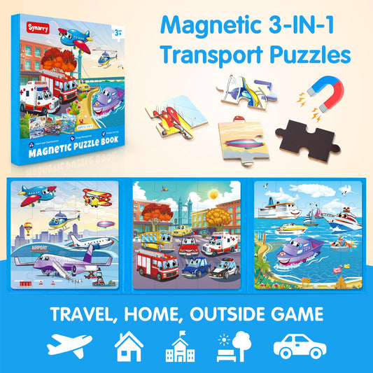 SYNARRY land transport puzzle scene promotes problem-solving during car trips.