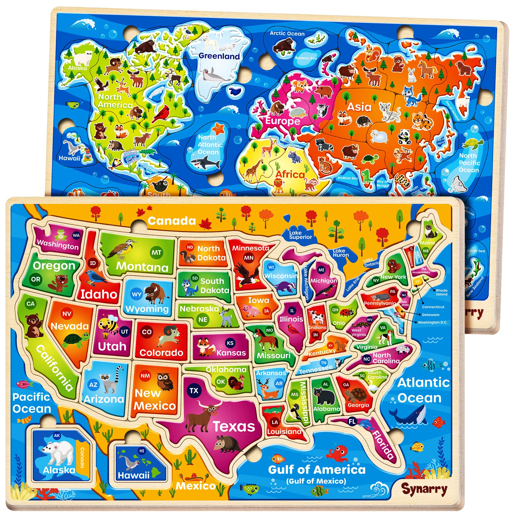 SYNARRY large USA world puzzle front view encourages geographic curiosity during play