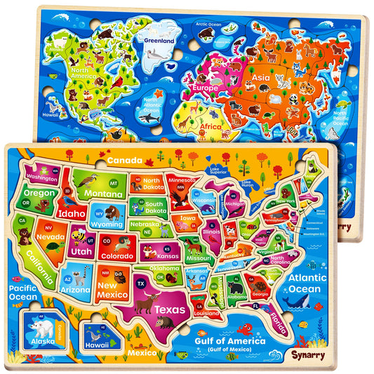 SYNARRY large USA world puzzle front view encourages geographic curiosity during play