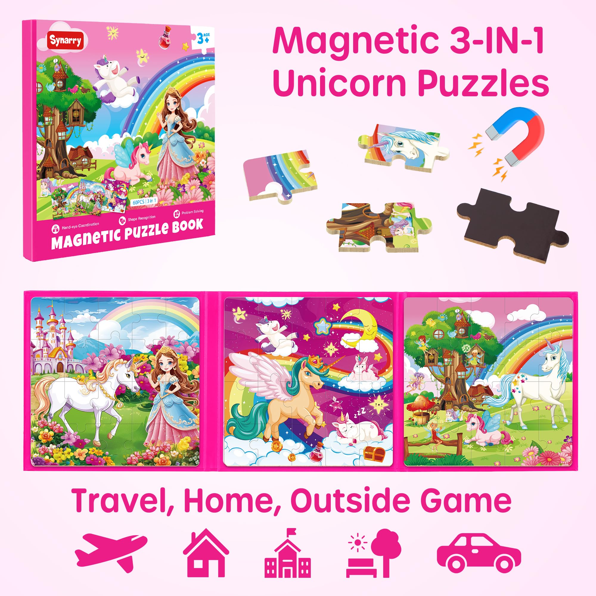 SYNARRY magnetic puzzles princess scene travel-friendly design aids car trips and calm entertainment.