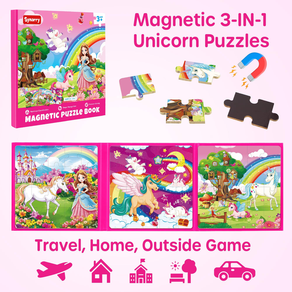 SYNARRY magnetic puzzles princess scene travel-friendly design aids car trips and calm entertainment.