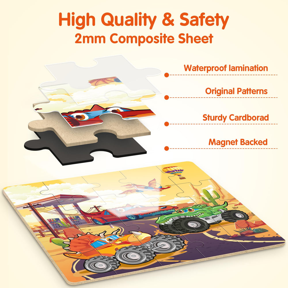 SYNARRY magnetic puzzle truck jungle animal scene boosts spatial reasoning
