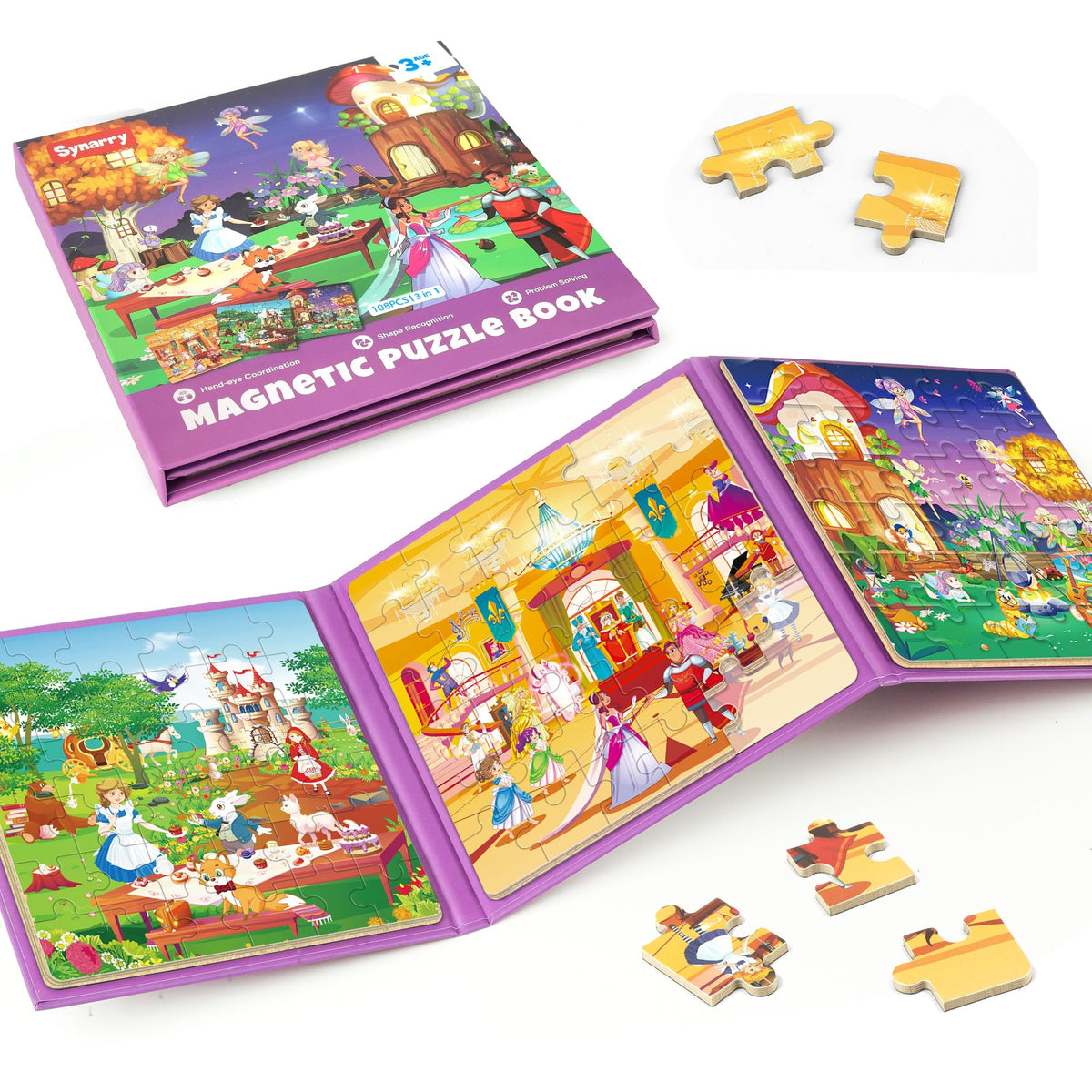SYNARRY Princess Fairy magnetic puzzles 36-piece set for imaginative play on the go