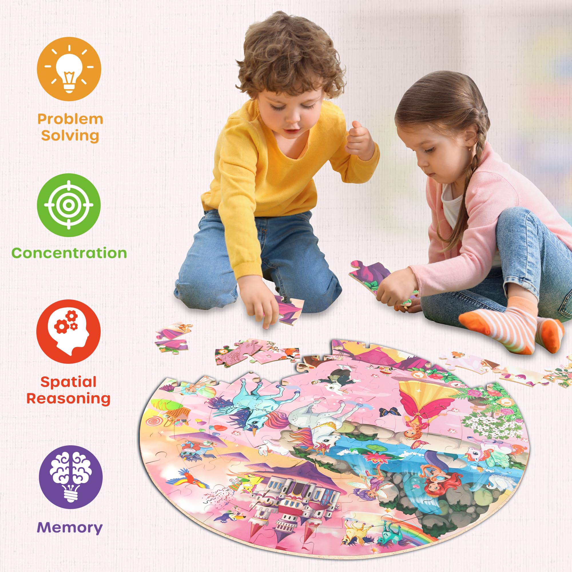 SYNARRY rabbit-fox-swan puzzle elements encourage cooperative play.