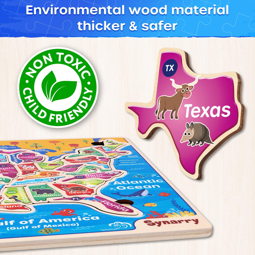 SYNARRY puzzle with reference illustrations under pieces aid beginners' geography learning.