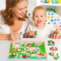 SYNARRY toddlers playing with puzzles fosters cooperative learning and early language skills.