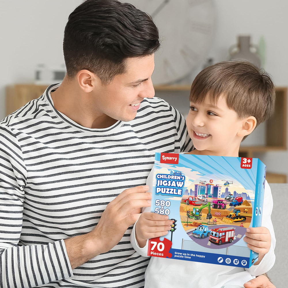 Transportation-themed puzzle set ideal for birthdays and holidays.
