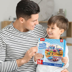 Transportation-themed puzzle set ideal for birthdays and holidays.
