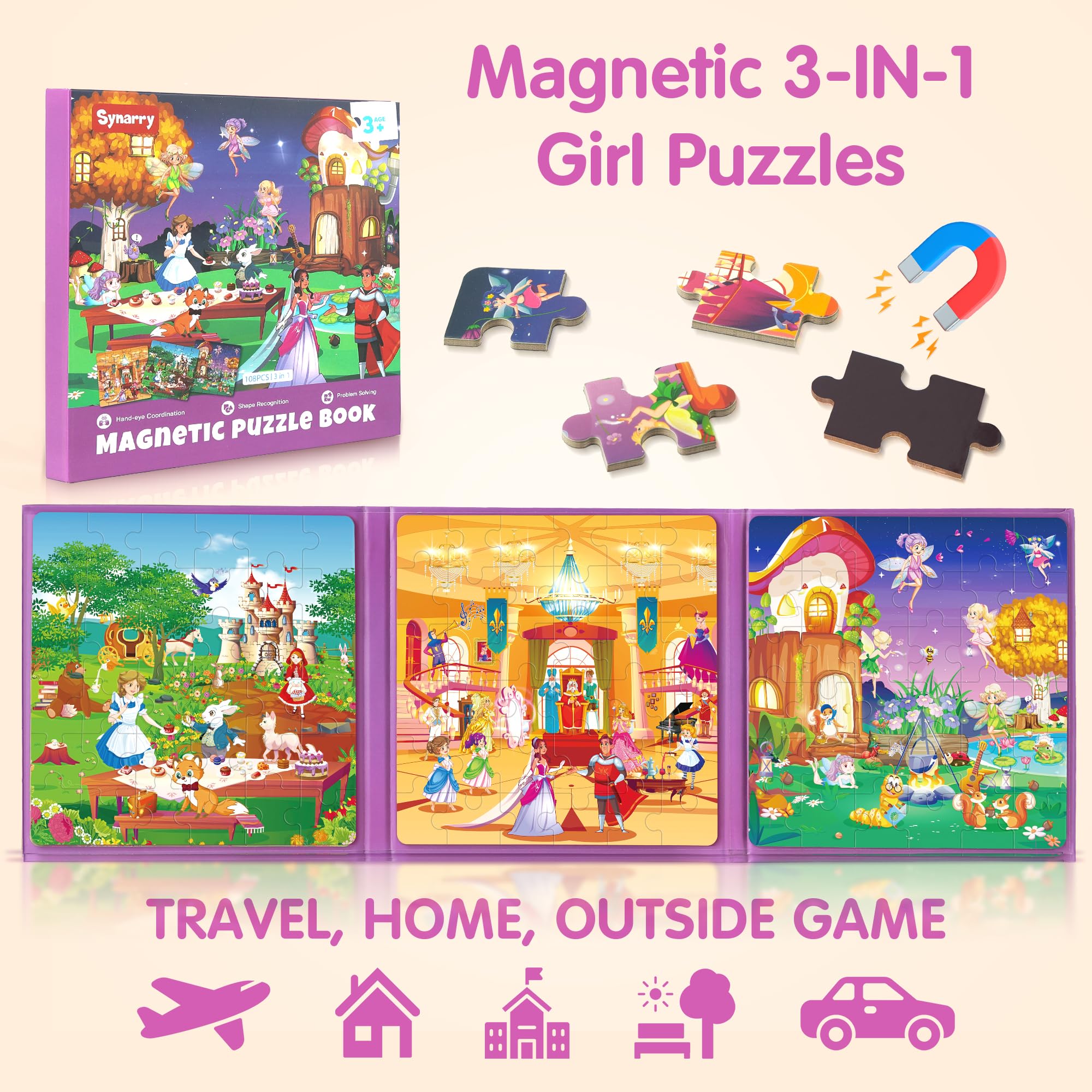 SYNARRY travel-friendly magnets puzzle for car and plane trips, sturdy and portable