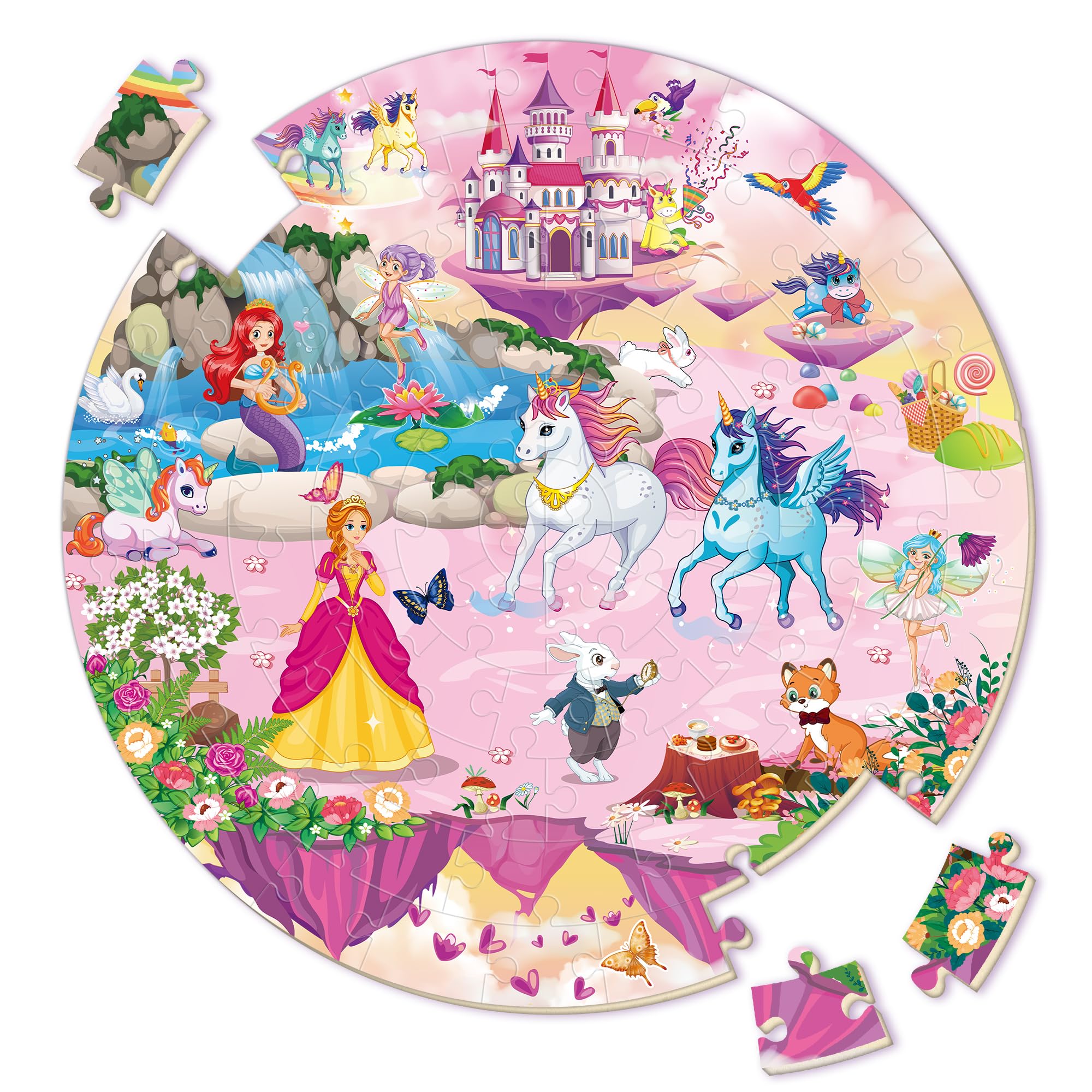 SYNARRY unicorn floor puzzle box with bright magical scene for imaginative play.