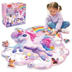 SYNARRY Unicorn Floor Puzzle side A shows vivid unicorn scene for imaginative play.
