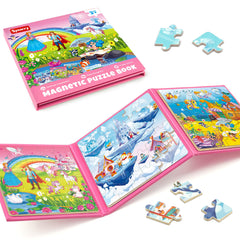 SYNARRY Unicorn Princess Mermaid magnetic puzzle scene for travel, screen-free activity.