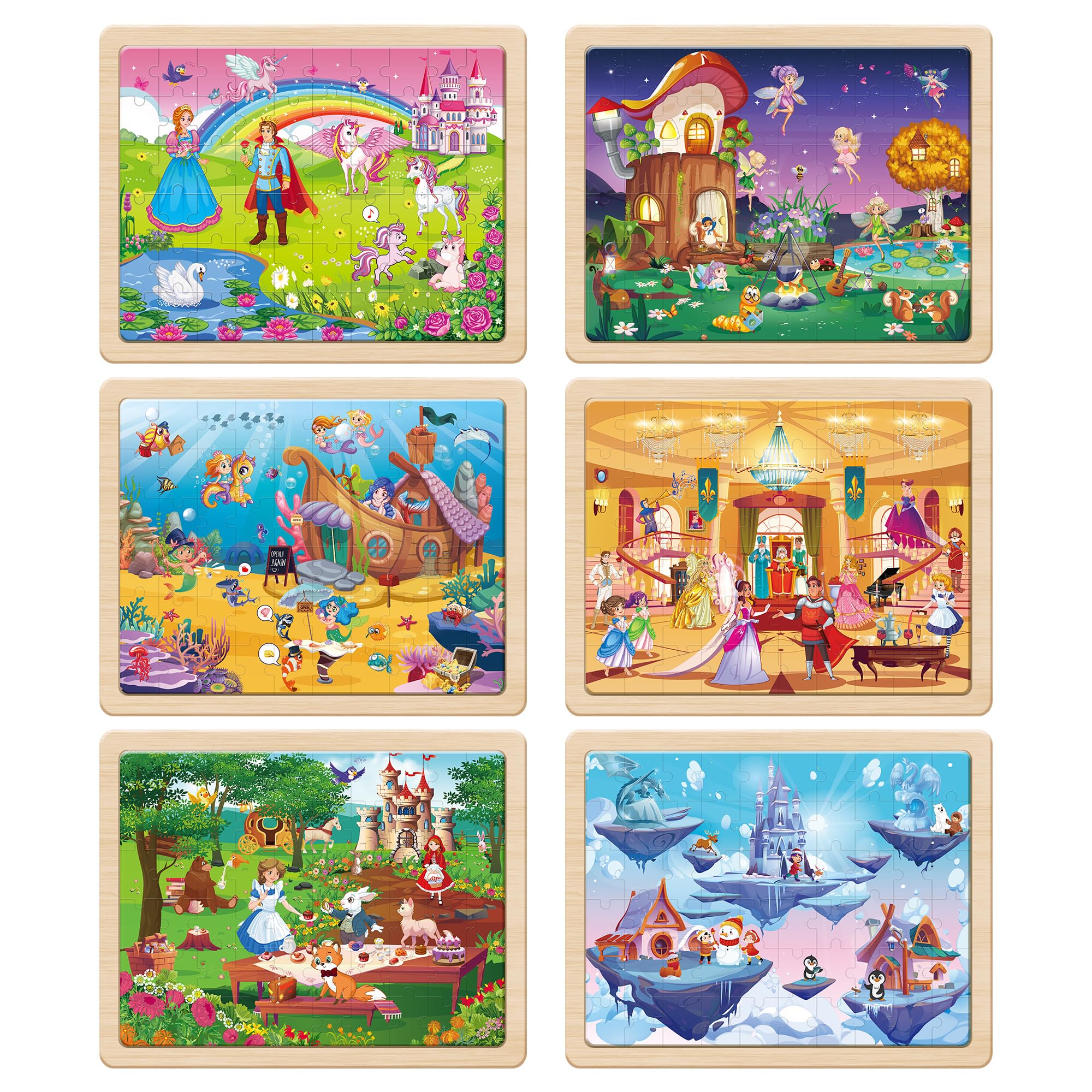 SYNARRY unicorn princess fairy wooden puzzle set fosters creative play and problem solving.