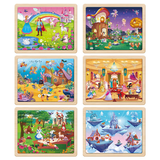 SYNARRY unicorn princess fairy wooden puzzle set fosters creative play and problem solving.