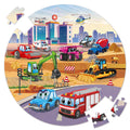 SYNARRY Vehicle Floor Puzzle giant circle with colorful trucks for floor play.