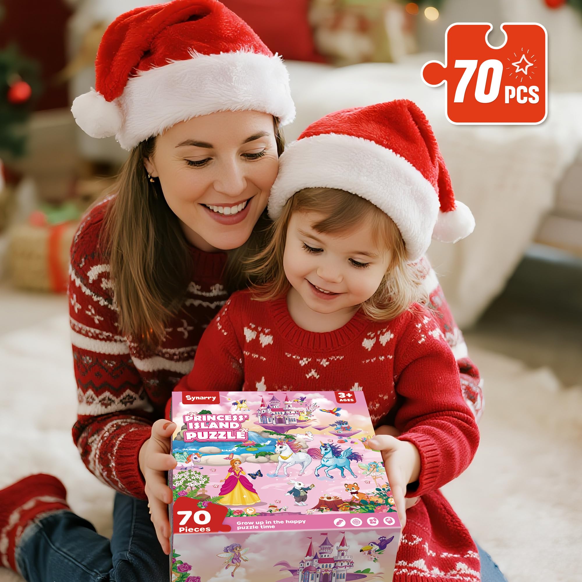 SYNARRY 70-piece wooden floor puzzle is durable and kid-safe.