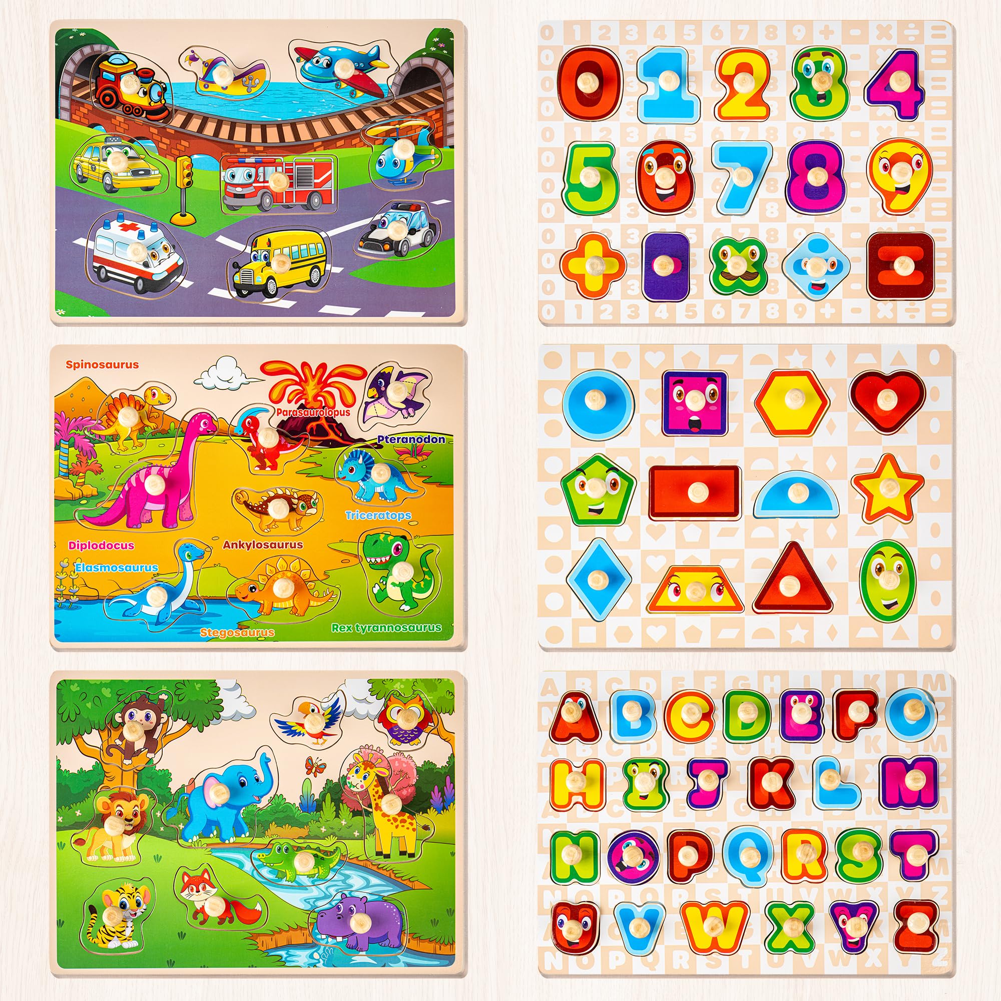 SYNARRY wooden numbers puzzle helps counting practice during play.