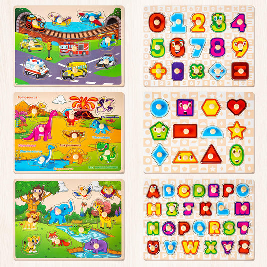 SYNARRY wooden numbers puzzle helps counting practice during play.