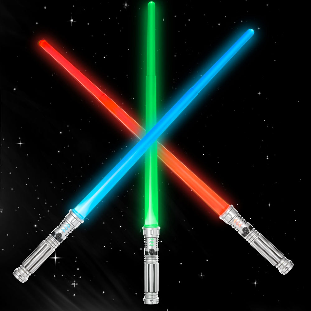 SYNCFUN 3-pack LED swords displaying color-changing lights for dynamic play