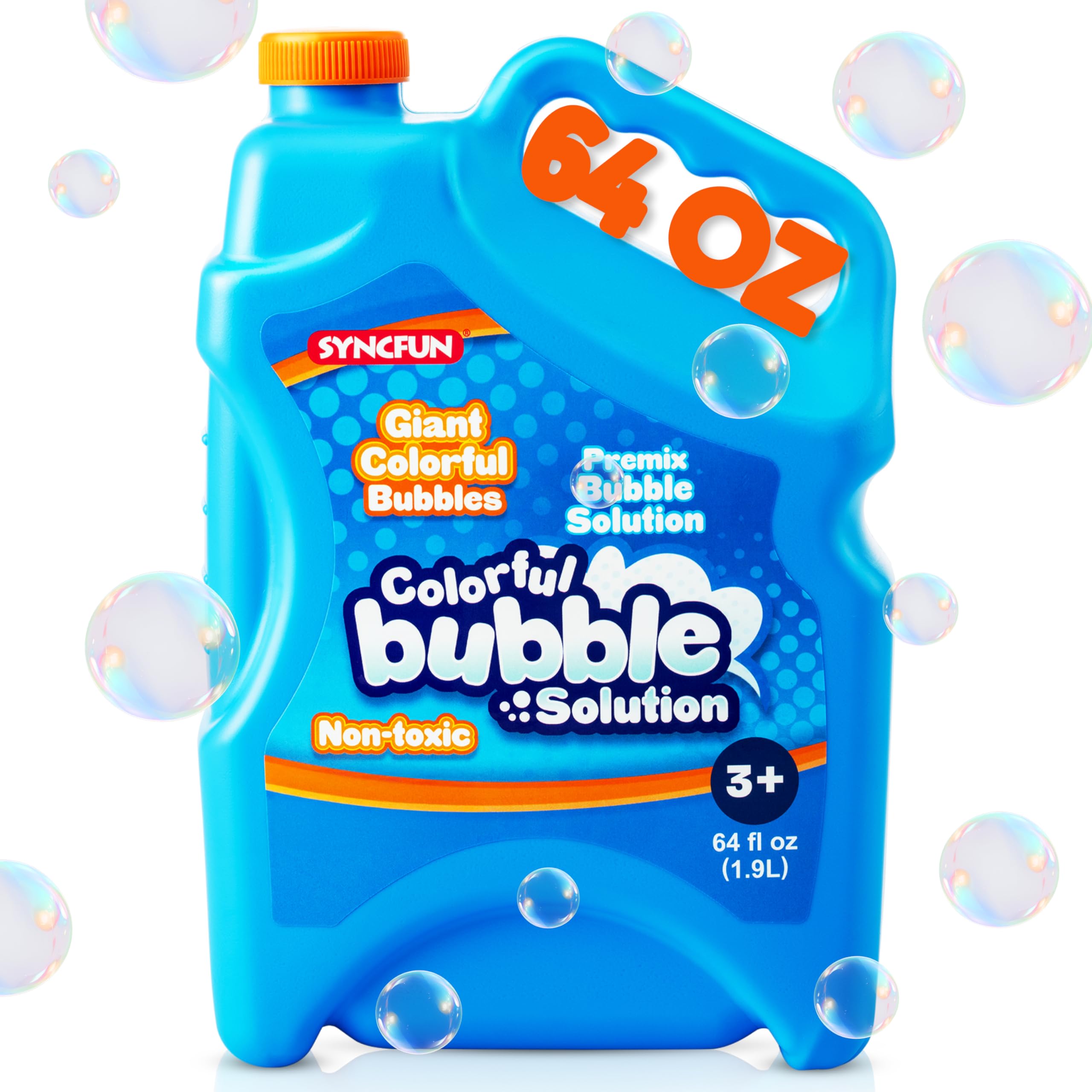 SyncFun 64oz giant bubble solution bottle ready for outdoor play