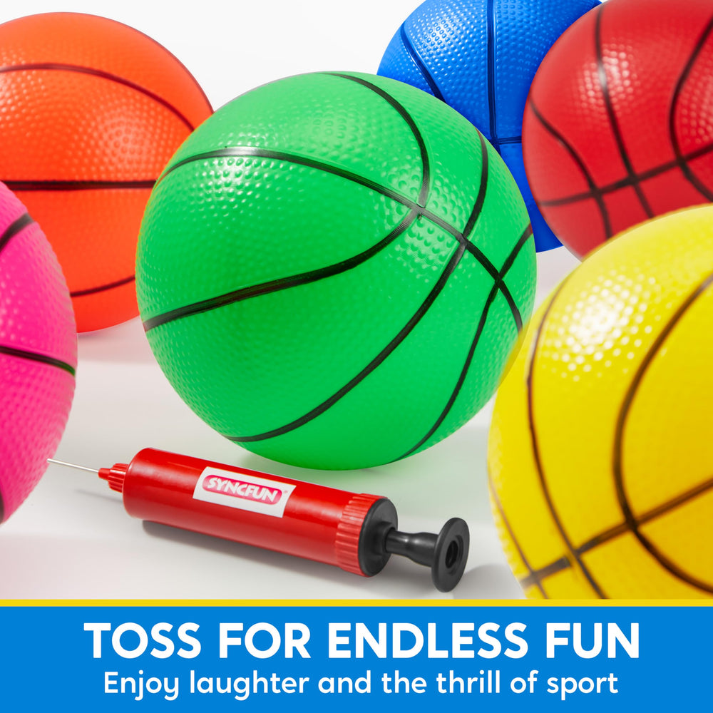 SYNCFUN colorful set of mini basketballs for kids' safe, light-weight play.