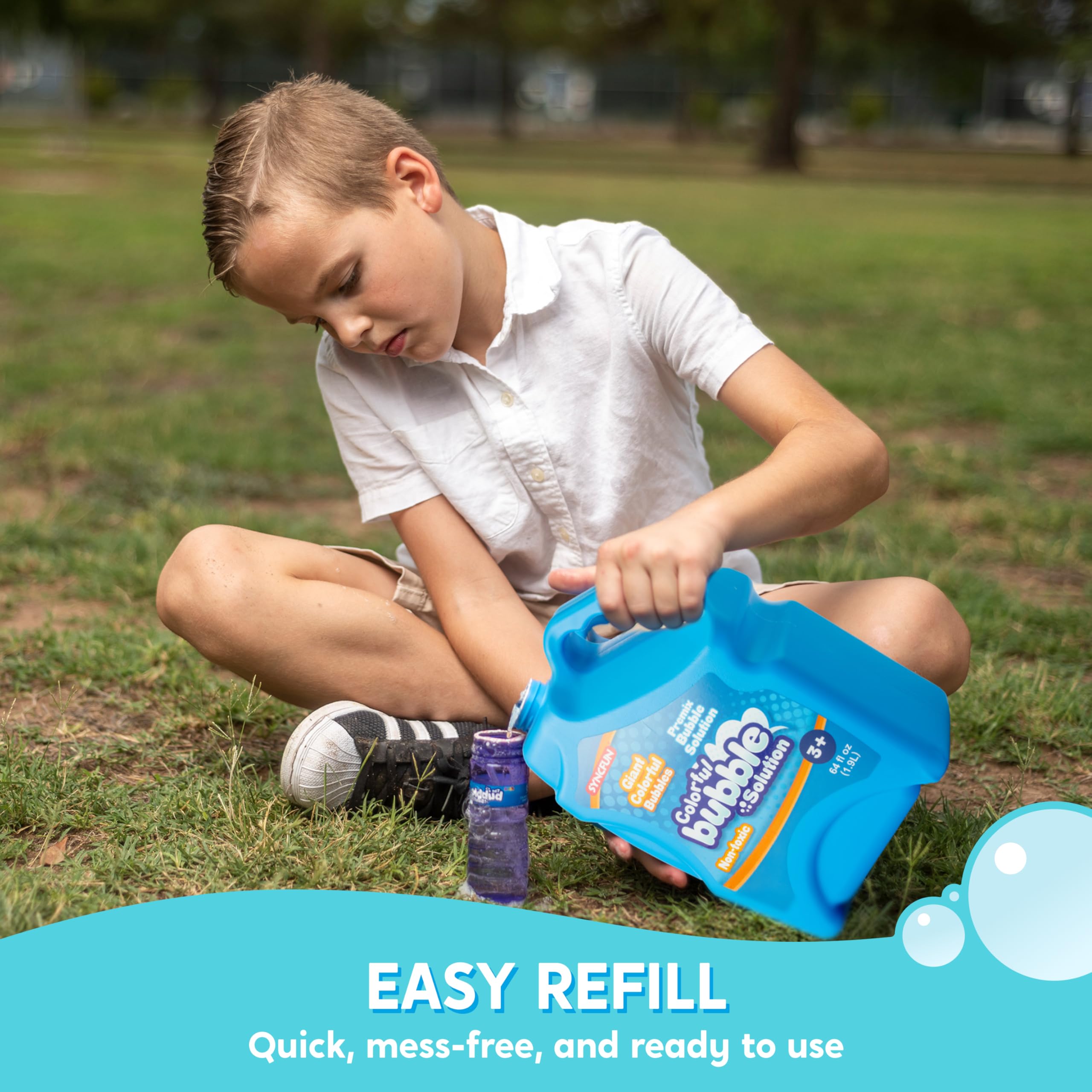 SyncFun colorful bubbles that last longer for backyard displays