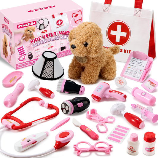 SYNCFUN Doctor Kit stethoscope close-up for pretend vet exams and role play.