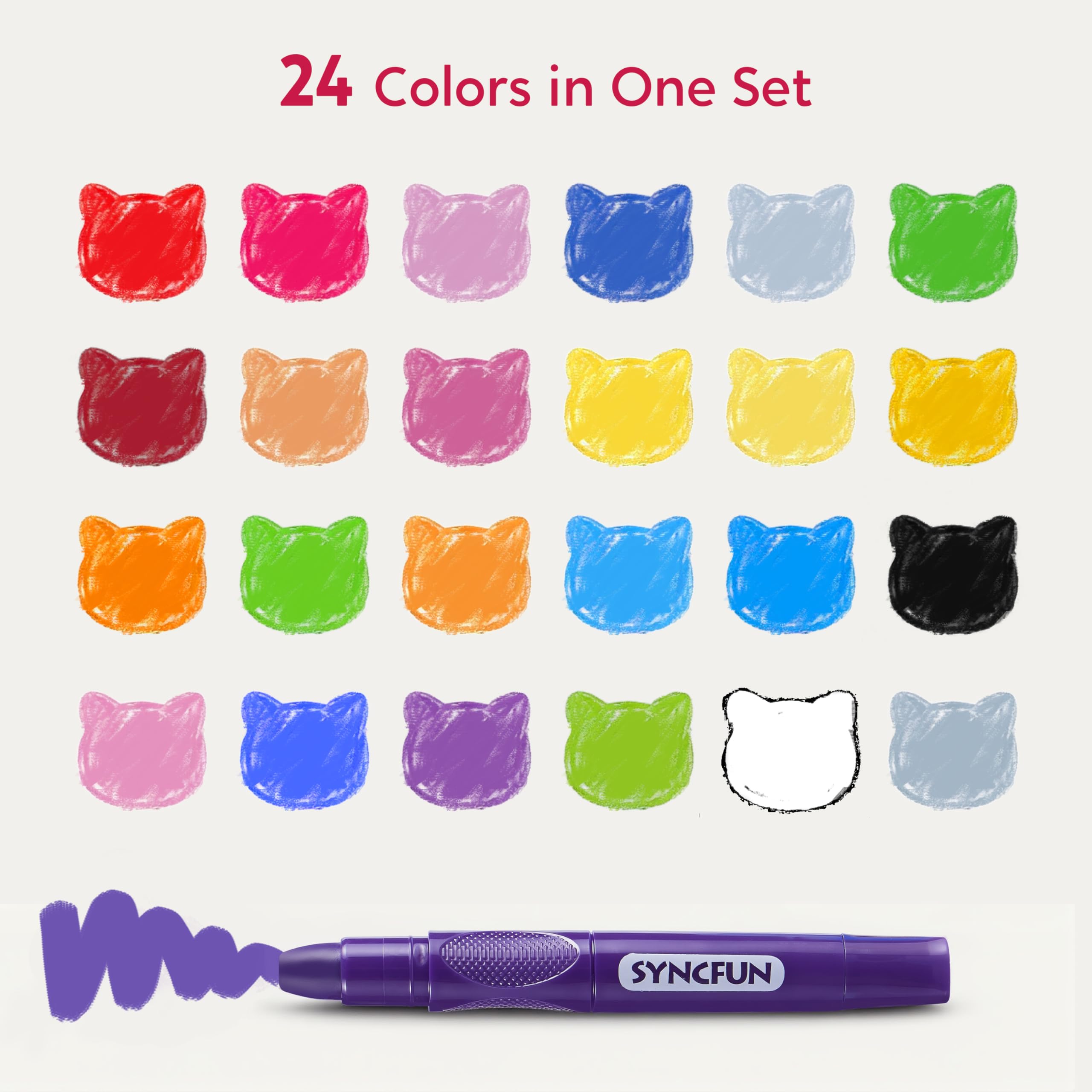 SYNCFUN quick-drying, odorless, non-toxic crayons ensure safe play sessions