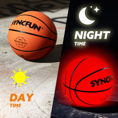 SYNCFUN Glow Basketball night-illuminated design enhances backyard games.
