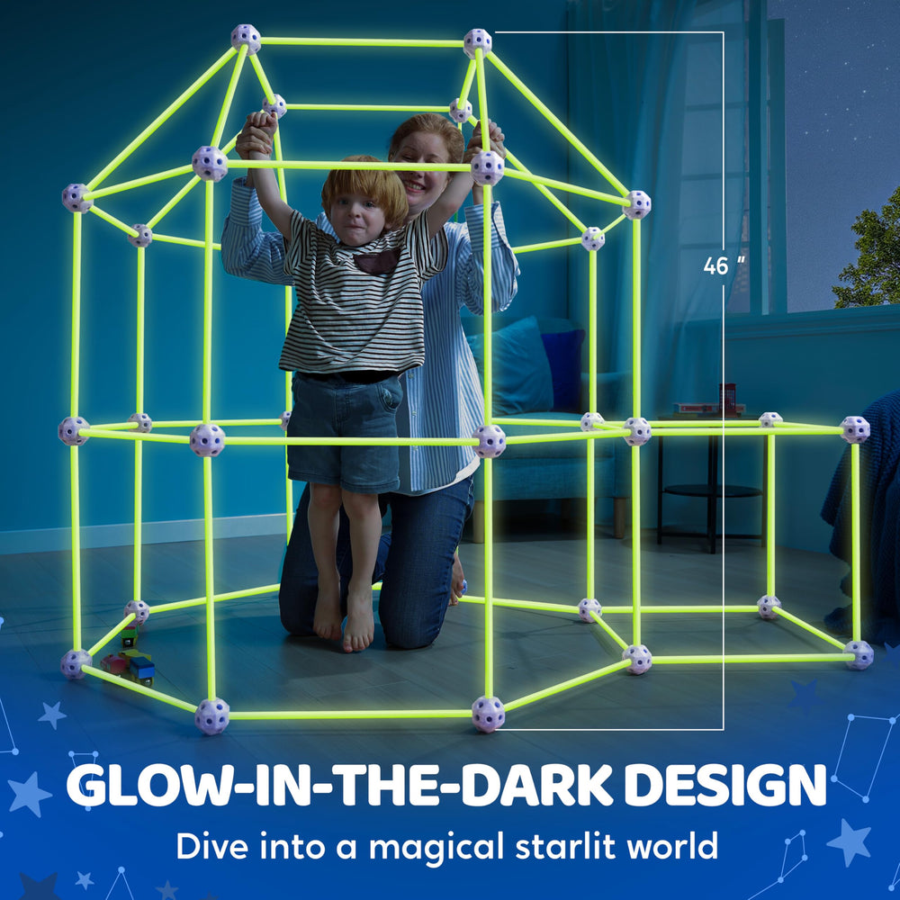 SYNCFUN Glow rods illuminate in the dark, inviting imaginative castle building.