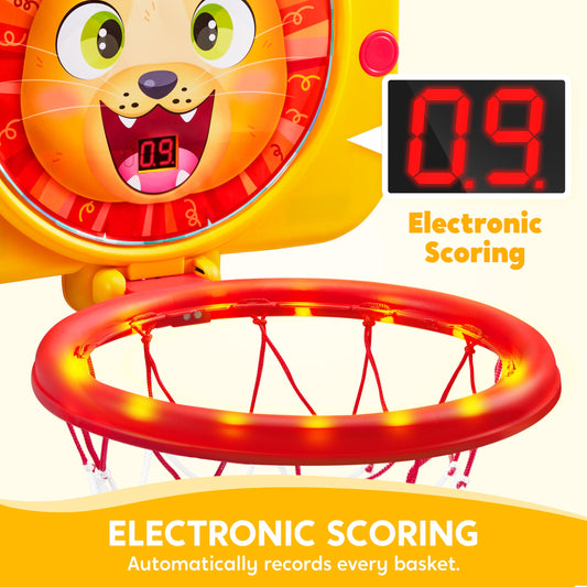 SYNCFUN indoor basketball hoop with adjustable height for growing players