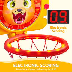 SYNCFUN indoor basketball hoop with adjustable height for growing players