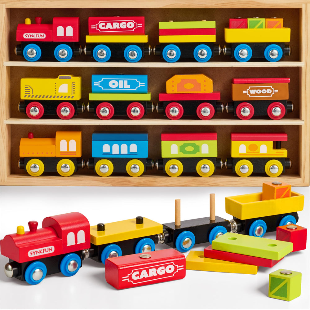 SyncFun Montessori train engine for imaginative play and fine motor development.