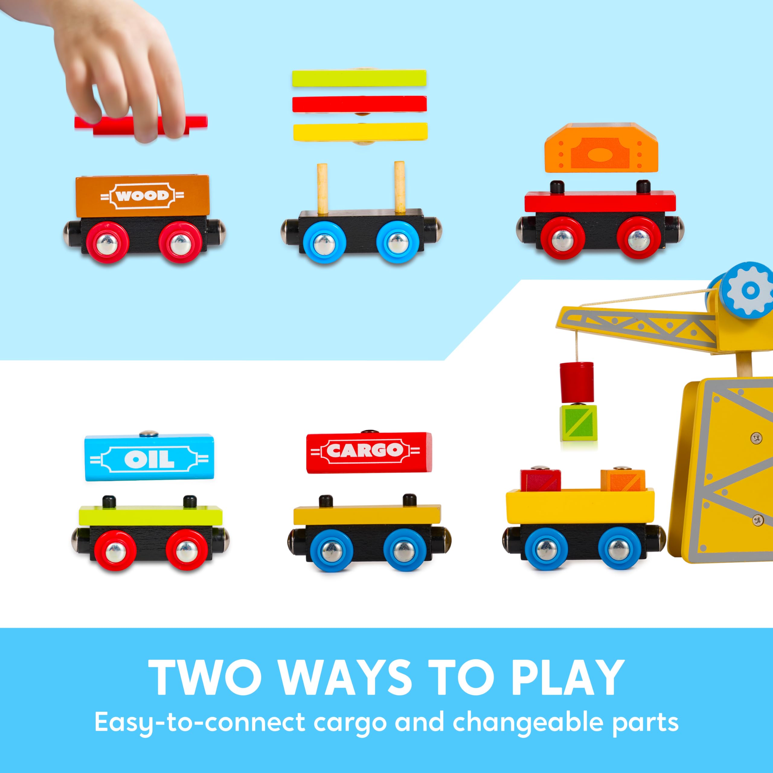 SyncFun passenger car supports cooperative play and storytelling on track.