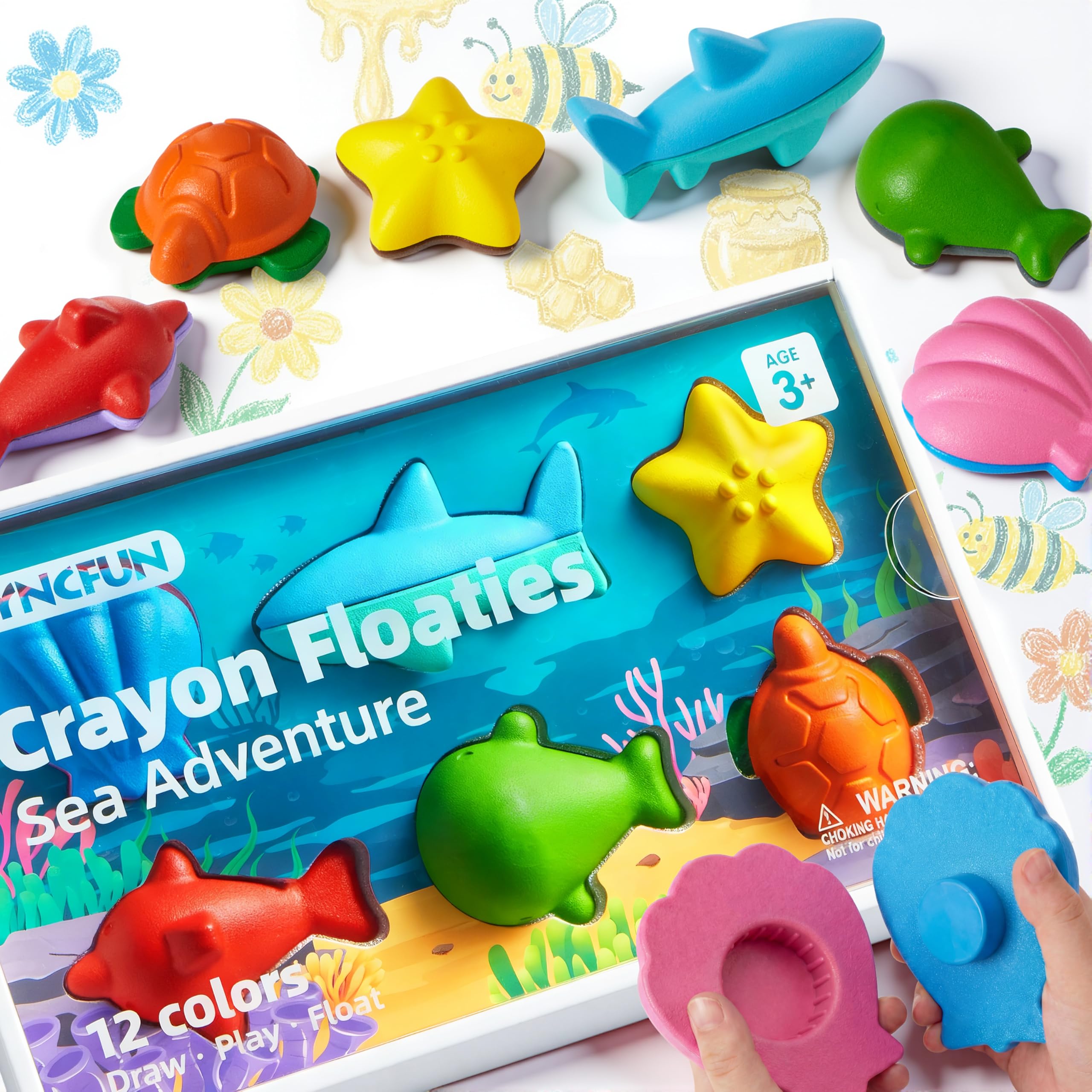 SyncFun Ocean Theme beeswax crayons deliver vibrant colors for creative play.