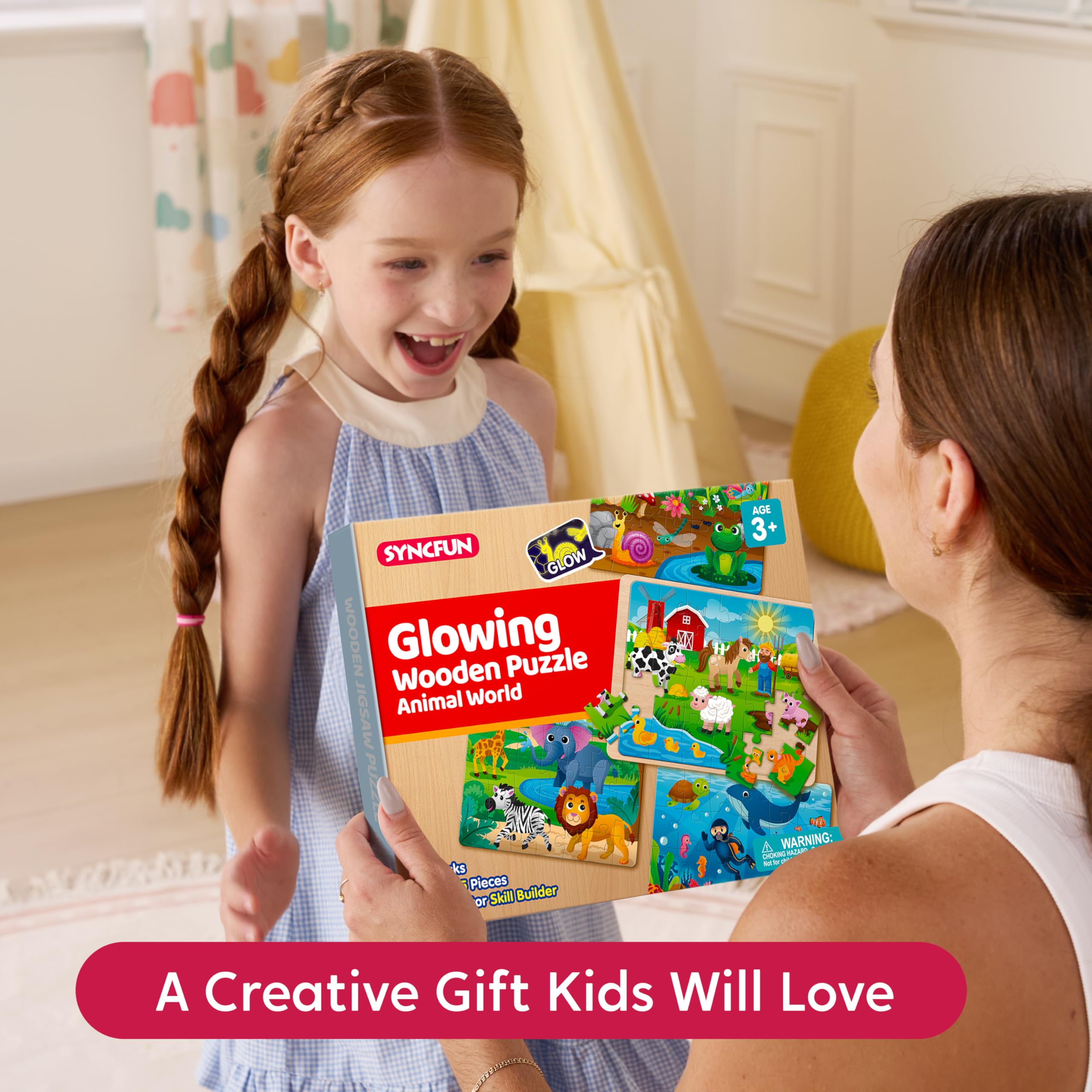 SYNCFUN wooden construction uses safe finishes for calm, screen-free fun.